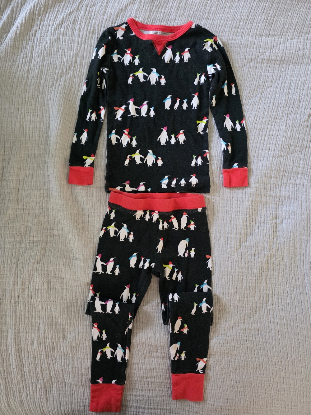 Wondershop Black Penguin Pajama Set with Red Trim